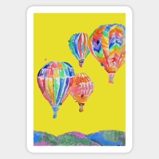 Hot Air Balloon Watercolor Painting on Yellow Balloons Sticker